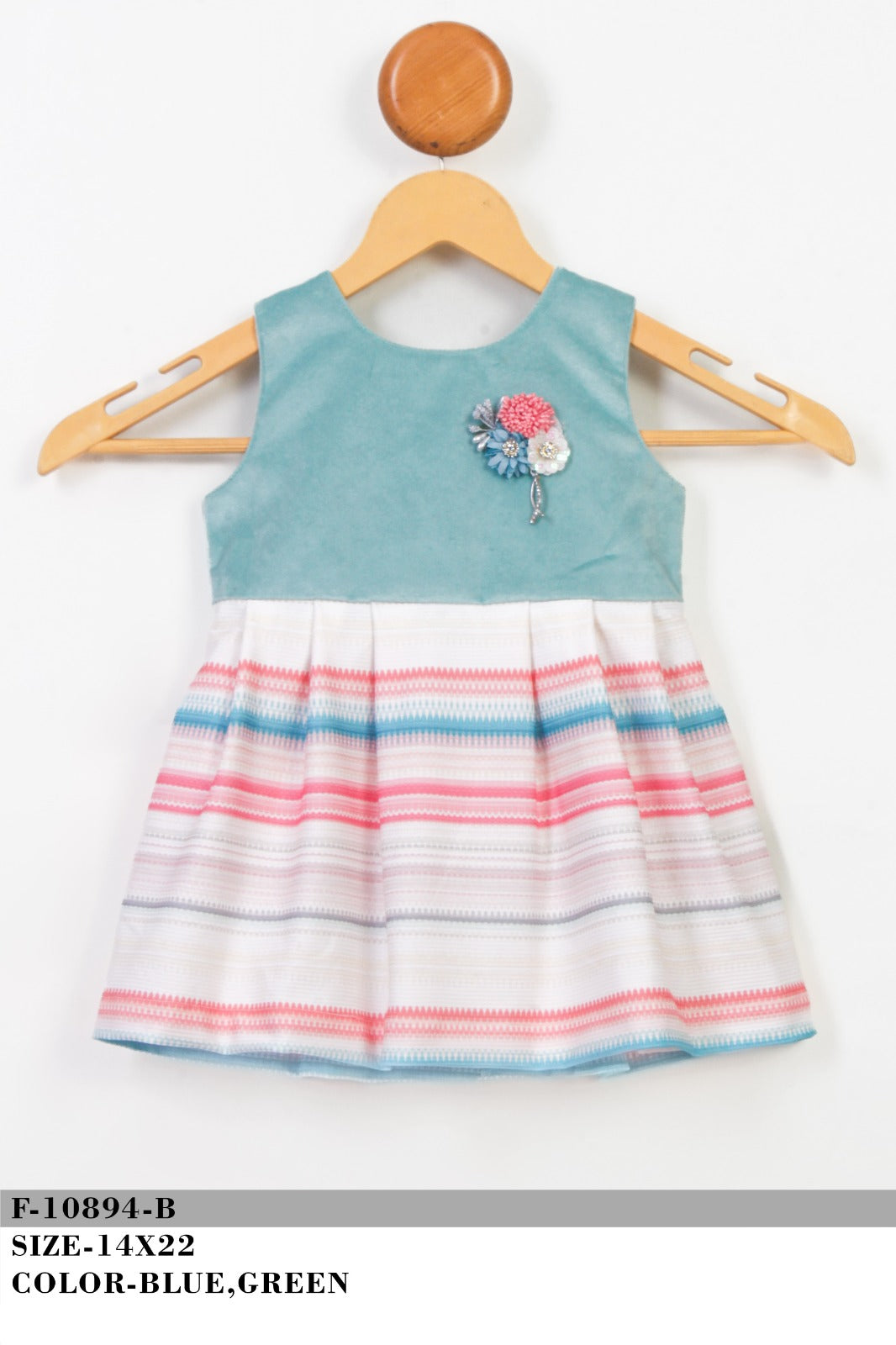 Bablyz Casual wear Kids Frock Dress - Light Green Brocher