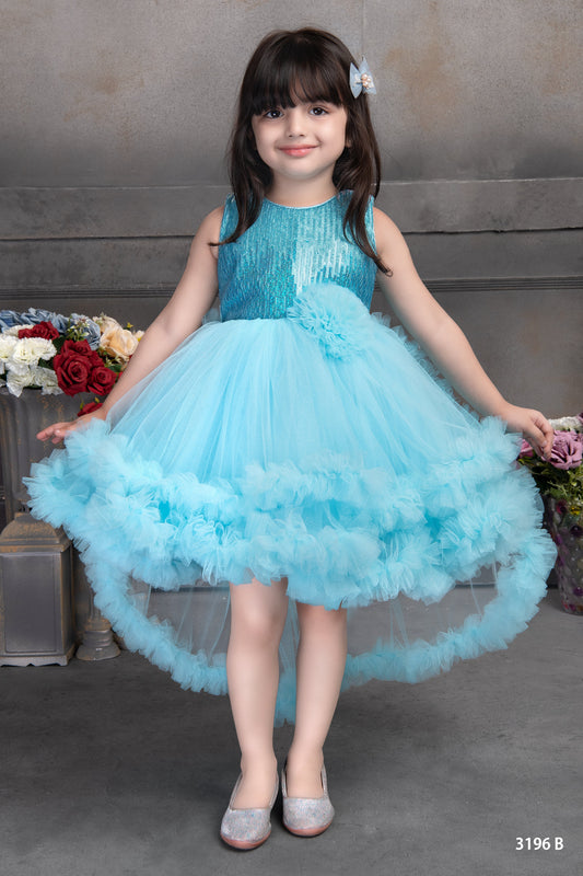 Elegant Multi Layered Party wear Applique Sleeveless Party Dress